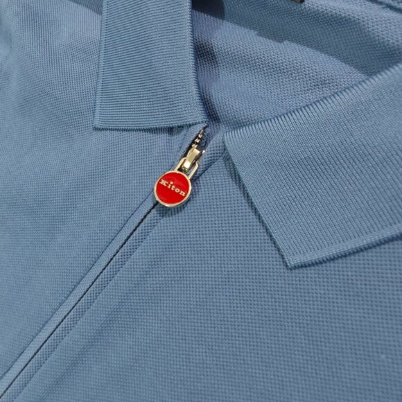 Kiton Men's Zip-Up Crew Neck Polo Shirt - Picture 6 of 7